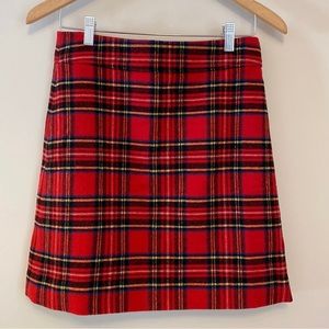 NWT J. Crew Red Plaid Wool Skirt